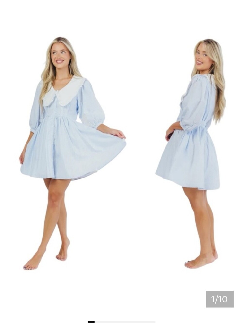 Sofie The Label Light Blue PETER PAN Collar Dress Size Large